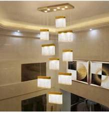Duplex spiral staircase chandelier modern luxury led crystal villa Chandelier