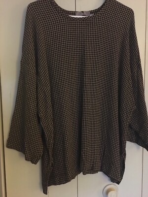Crunch Med Shirt Career Wear Loose Fit Tunic 3/4 Sleeves Acetate Rayon Sleek Fun