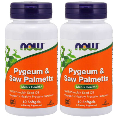 NOW Foods Pygeum & Saw Palmetto 2X60 or 1X120 Pumpkin Seed Oil 1500mg Kosher 