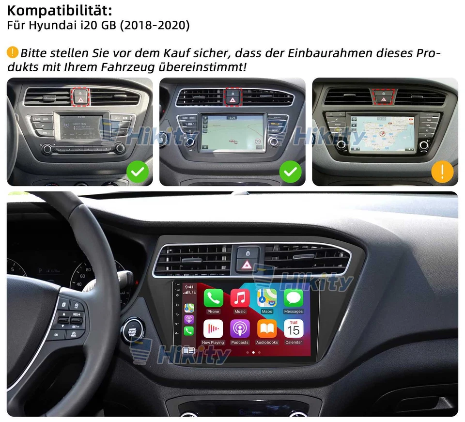 9" 2+64GB DAB+ CarPlay Android Radio Für Hyundai i20 GB 18-20 GPS Navi RDS WIFI - Bild 2 von 4