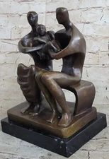 Art Deco Collectible Family Group by Henry Moore Hot Cast Marble Figurine Figure