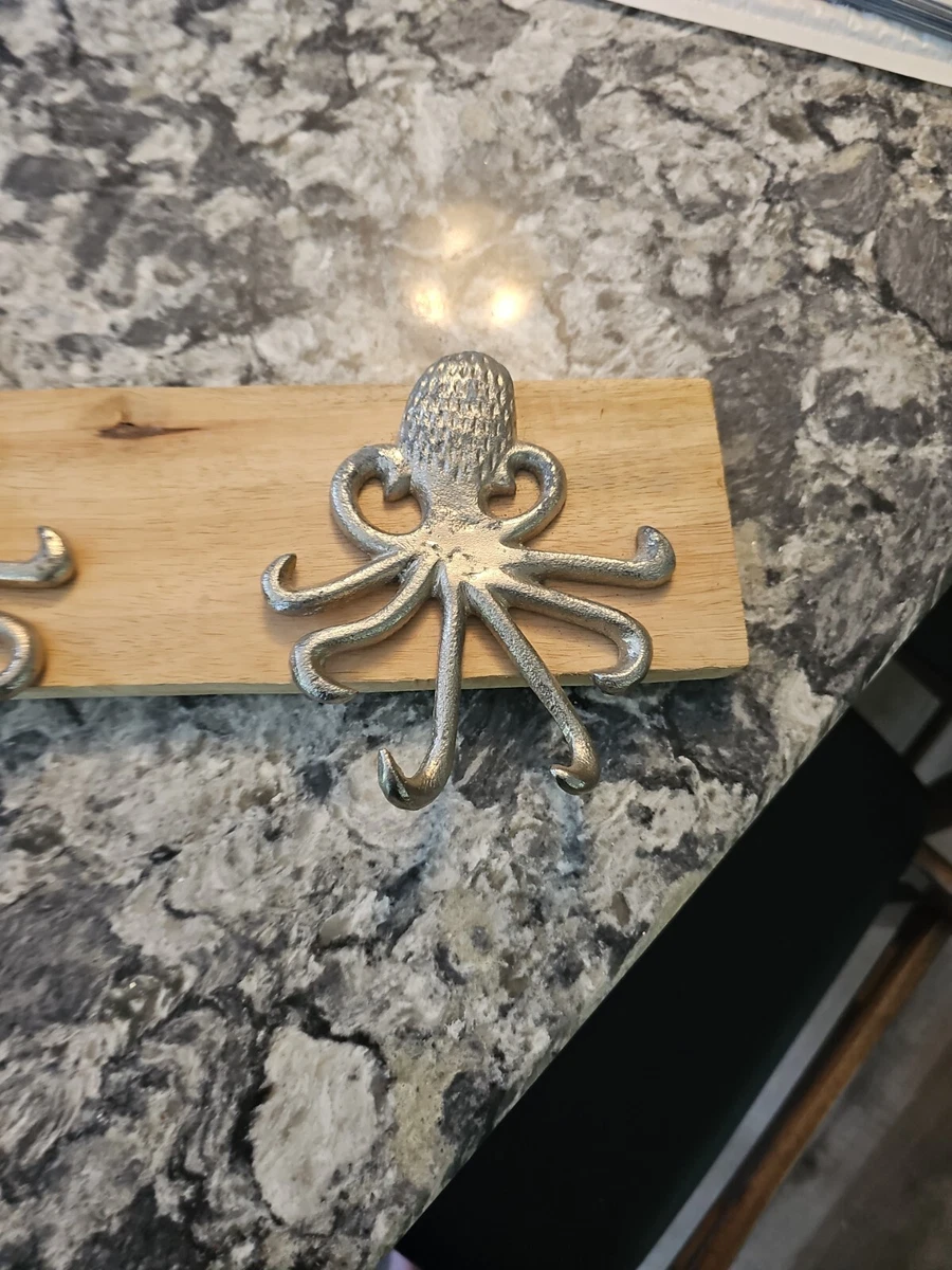 Nice 20 wood and metal Octopus coat hanger home decor