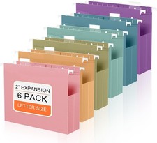 6 Pack Extra Capacity Plastic Hanging File Fo...