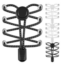 AMLY 4 Pairs of Elastic No Tie 48'' - 4 Pairs, Black-black-white-white