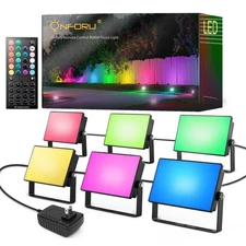 RGBW Flood Lights Outdoor Remote Control, Color Changing LED Landscape Lights...