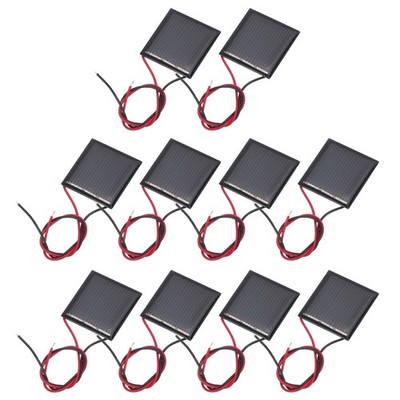 10 Pcs 1.5V 0.09W 60mA Mini Solar Panels with 2 Cable 30mm x 30mm