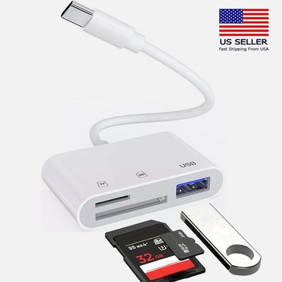 USB C to SD Card Reader with USB 3.0 to Micro SD TF Card Reader for iPhone 15 16