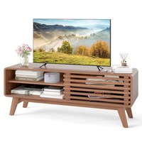 COSTWAY TV Stand for TVs up to 55” Entertainment Center with Sliding Door
