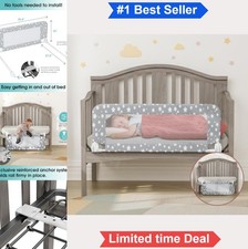Crib Rail Guard 35.4 Inch Toddler Bedrail Fold Down Mesh Safety Barrier Steel