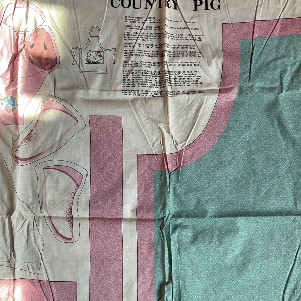 Delantal panel tela Country Ping corbata flores rosa y verde mujer talla Foto 2 de 4