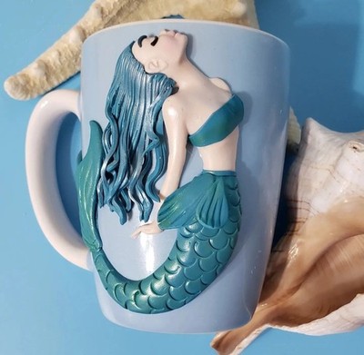 Handmade 3D Mermaid Polymer Clay Mug Coffee Cup Birthday Gift For Girls