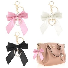 3 Pcs Pearl Bow Bag Keychain for Women, Bow Pearl Purse Charms for Girls, Bow...