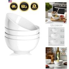 22 OZ White Ceramic Bowls Set of 4 - Perfect for Soup Bowls for Kitchen, Cere...