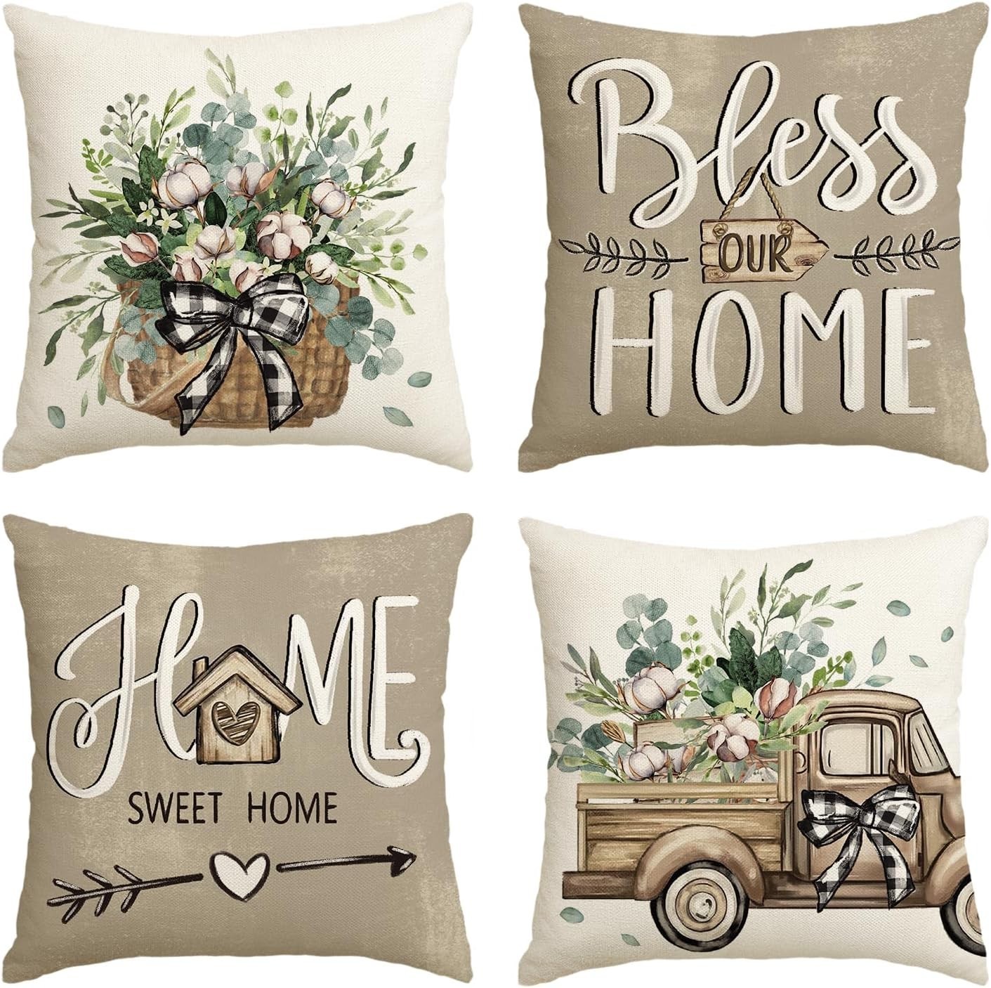 4 Pack Decorative Throw Pillow Cases Set Cushion Covers 18