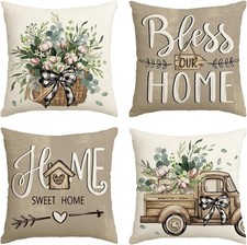 4 Pack Decorative Throw Pillow Cases Set Cushion Covers 18"x18"
