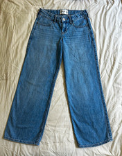 Abercrombie Kids Girls Low Rise Baggy Wide-Leg Medium Wash Jeans 9-10