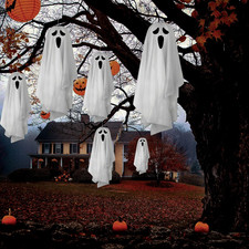 Halloween Decorations Outdoor Hanging Ghosts, 6Pcs Cute Hanging Light up Ghosts,