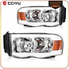 For 2002-2005 Dodge Ram 1500 Pickup Chrome Housing Headlights Wled Drl Pair