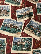Richloom Equestrian 1993 Cotton Decorator Fabric Horses w/Jockeys 56”W x 185”L