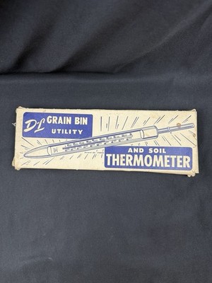 D-L Antique Aluminum Grain Bin And Soil Utility Thermometer In Box!