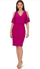 Adrianna Papell WOMEN'S SIZE 16 BEADED TRIM PINTUCKED COLD SHOULDER DRESS