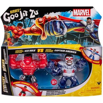 Marvel Goo Jit Zu Gamma Power Red Hulk & Super Suit Captain America Figures -NEW