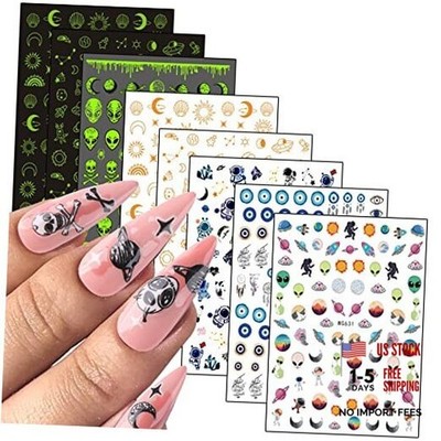 Nail Art Stickers - 3D Planet Astronaut Earth Moon Star UFO Rocket Nail Alien