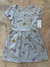 New Cat  Jack Girls Gray Doodle Short Sleeve Dress Size XS 4/5 New with Tags