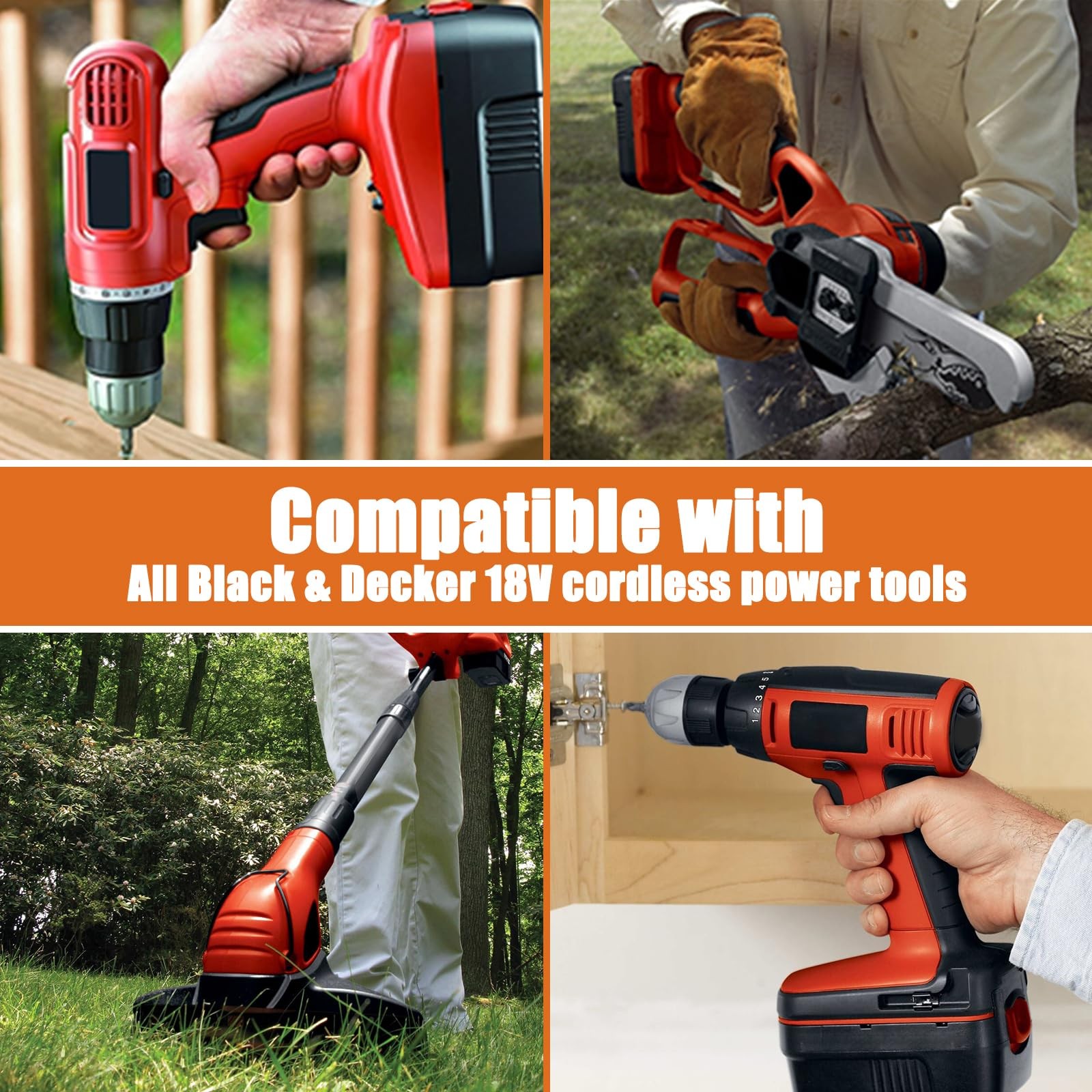 Powilling 2Pack 6.5Ah Replacement for Black and Decker 18V Lithium Battery HP...