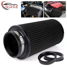 3" 3.5" 4" High Flow Cold Air Intake Filter Inlet 3 Sizes in 1 Black 10.5" Tall