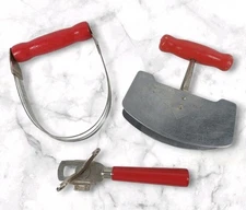 Vintage Red handle Kitchen Utensils Lot Of 3 Cooking Gadgets Farmhouse