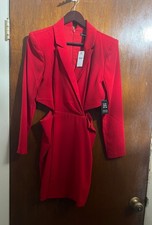 EXPRESS WOMEN S SMALL LAYERING RED MINI SKIRT SUIT SIDE OPENINGS DRESS
