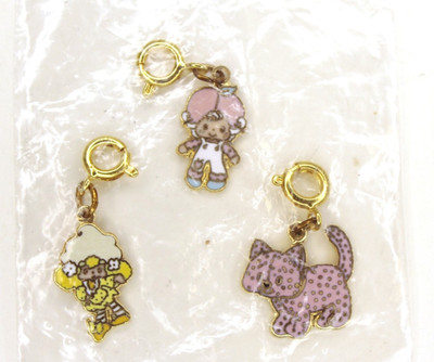 Original Vintage 1980s Strawberry Shortcake Metal Dangle Charms 3-Pack Sealed