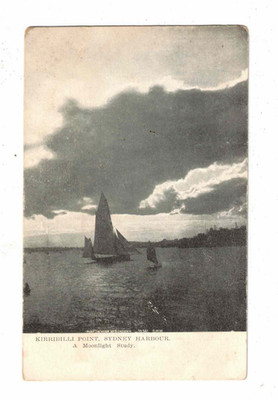 Vintage Postcard c1900s - ''A Moonlight Study''. Kirribilli Point, Sydney Harbour.