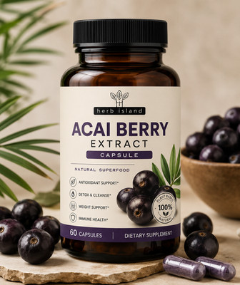 Acai Berry Extract Capsules Detox Energy Support Antioxidant Formula 60 CT