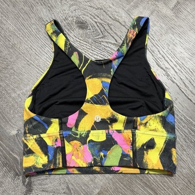 Lululemon Wunder Train Longline Bright Colorful Abstract Print Sports Bra Size 4