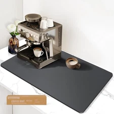 Coffee Matdark Gray 12"x19'' Coffee Bar Mat For Countertop Antislip Absorbent 