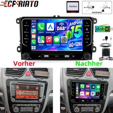 DAB+ Für VW Scirocco 2008-2017 6+128GB Autoradio CarPlay Android 15 Navi Kamera