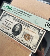 Fr. 1870-I 1929 $20 FRBN MINNEAPOLIS "4 Digit Serial #" PMG 30 - VF Comment