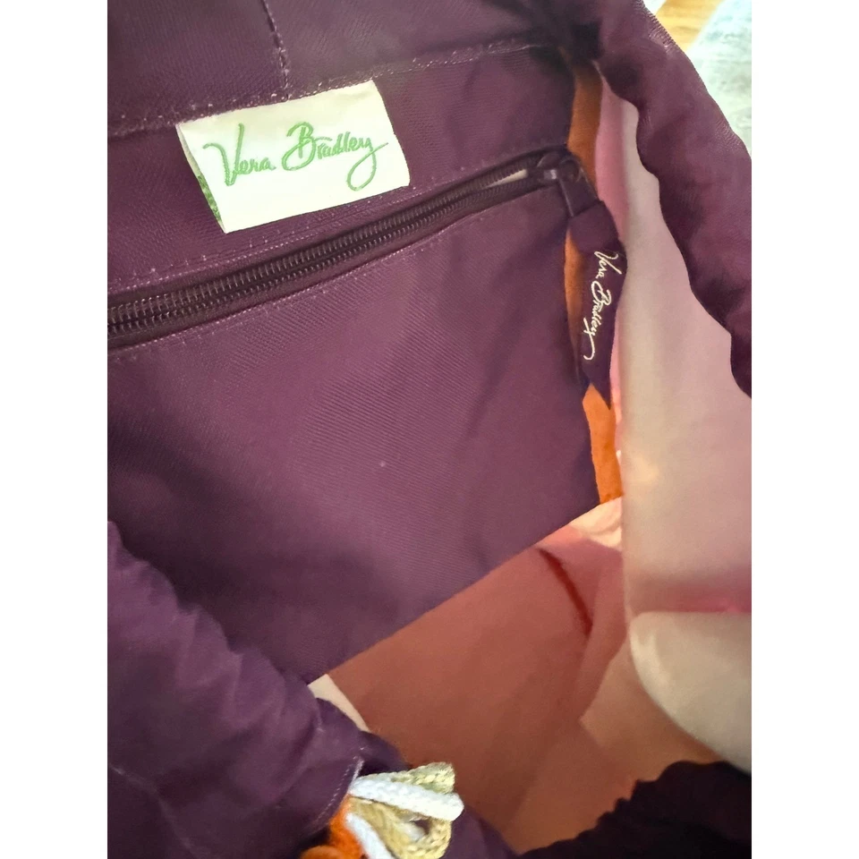 Vera Bradley Purple Safari Sunset Floral Drawstring Bag Laundry Gym Travel Pouch - Image 4 of 4