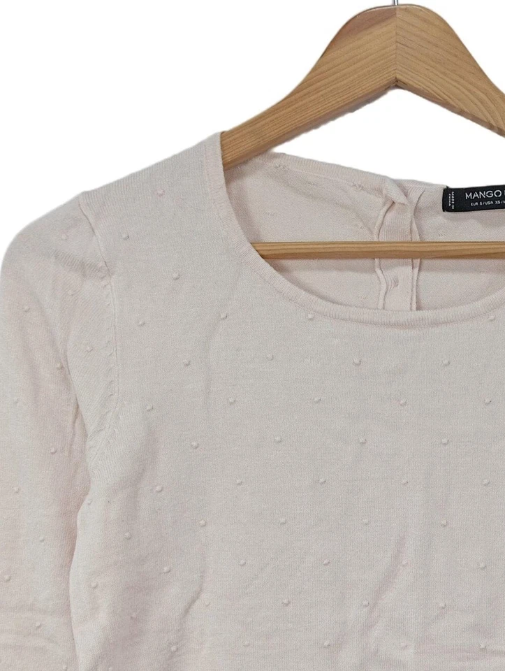 MANGO BASICS Jersey de manga corta Mujeres Jersey Talla EU 36 rosa look casual - Imagen 3 de 4