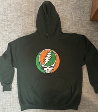 Grateful Dead Celtic Hoodie size LARGE Imperfection Smeared Ink On Stealie