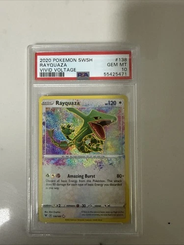 PSA 10 RAYQUAZA 138 AMAZING RARE VIVID VOLTAGE POKEMON MJ