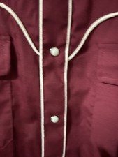 Vintage Men  s L Sundance Career Club LS Western Shirt - Pearl Snaps - Burgundy