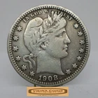 1908-D Barber Silver Quarter, Full Liberty - #C57360NQ