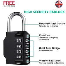4 Digit Combination Padlock Heavy Duty Outdoor Lock Gym Travel Luggage Locker