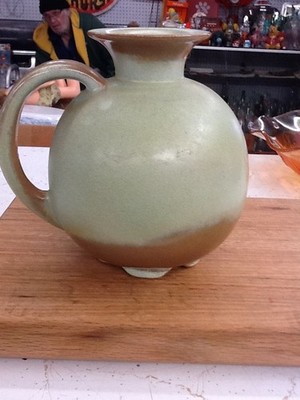 Vintage Frankoma Art Pottery Plainsman Green Carafe with Lid #82 Statement Piece