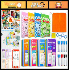 Reusable Math Flash Cards Set - 204pcs Addition, Subtraction, Multiplication, Di