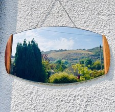Vintage Mid-Century Teak Frame Wall Mirror Danish Scandi Retro 66cm x 39cm