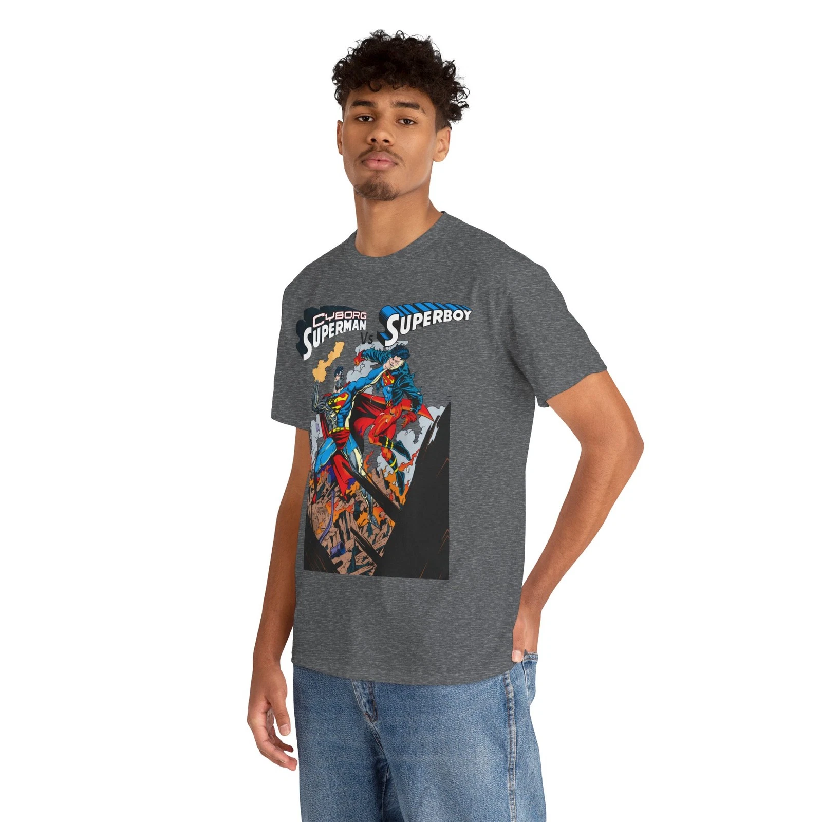 Cyborg Superman Vs Superboy T-Shirt - Tom Grummett Art - DC Comics